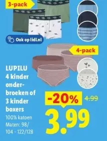 Aanbieding: LUPILU kinder onderbroeken of kinder boxers