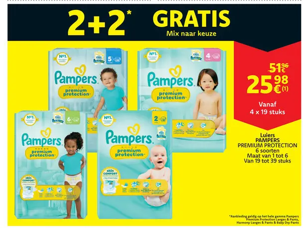 Aanbieding: Luiers PAMPERS PREMIUM PROTECTION