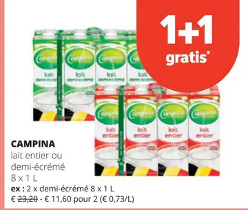 Offre: CAMPINA lait entier ou demi-écrémé