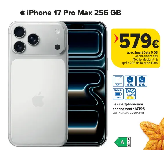 Offre: iPhone 17 Pro Max 256 GB
