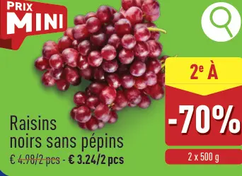 Offre: Raisins noirs sans pépins