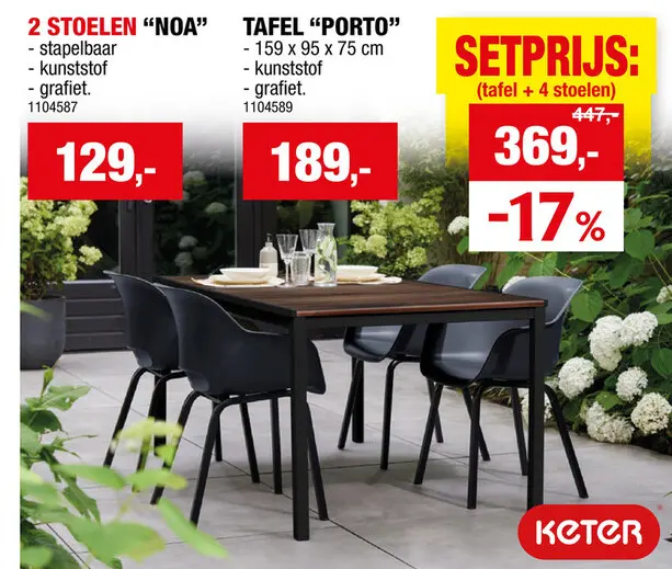 Promotie: Noa tuinstoel zwart 2 stuks