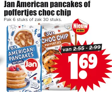 Aanbieding: Jan American pancakes of poffertjes choc chip