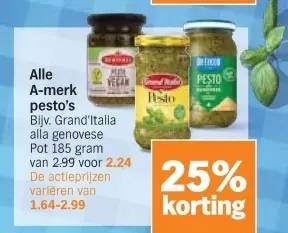 Aanbieding: A-merk pesto's
