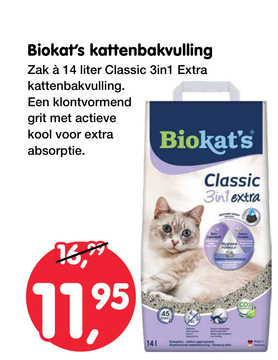 Aanbieding: Biokat's kattenbakvulling Classic 3in1 Extra