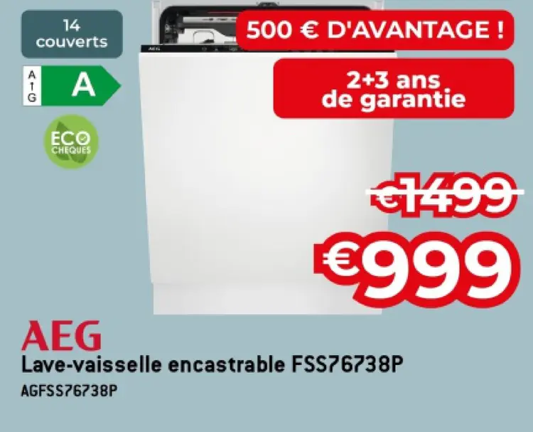 Offre: Lave-vaisselle encastrable FSS76738P