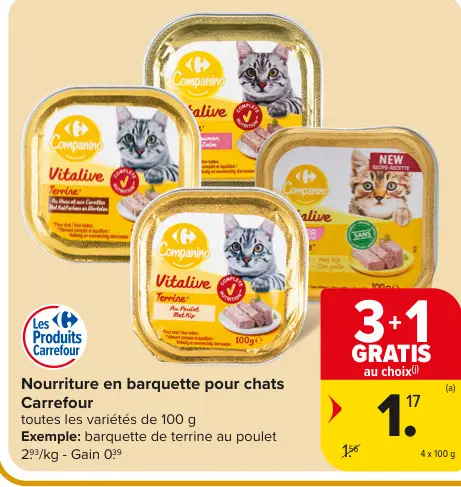 Offre: Nourriture en barquette pour chats
