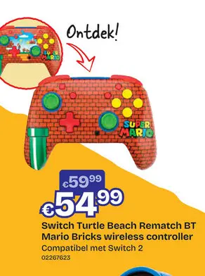 Aanbieding: Switch Turtle Beach Rematch BT Mario Bricks Wireless Controller
