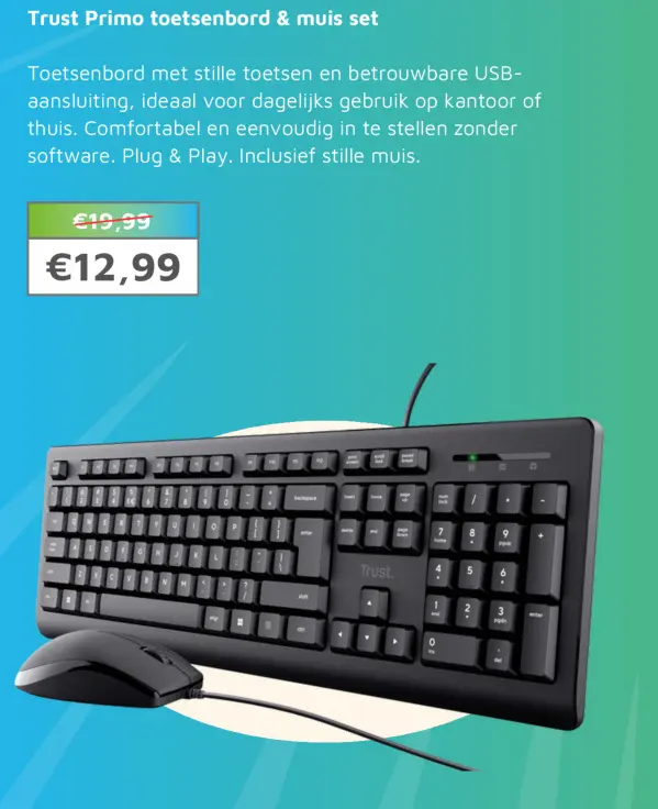 Aanbieding: Trust Primo toetsenbord & muis set