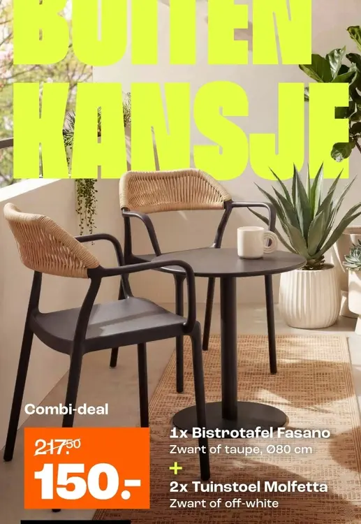 Aanbieding: Bistrotafel Fasano + Tuinstoel Molfetta