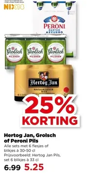 Aanbieding: Hertog Jan, Grolsch of Peroni Pils