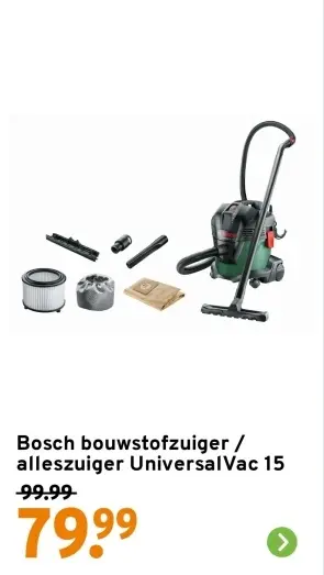 Aanbieding: bouwstofzuiger / alleszuiger UniversalVac 15