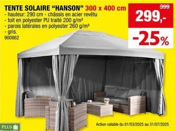 Offre: Garden Plus Hanson tonnelle 400x300 cm gris