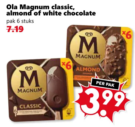 Aanbieding: Magnum classic, almond of white chocolate