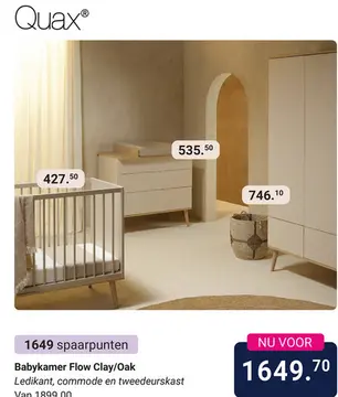 Aanbieding: Babykamer Quax Flow Clay/Oak 2-deurskast