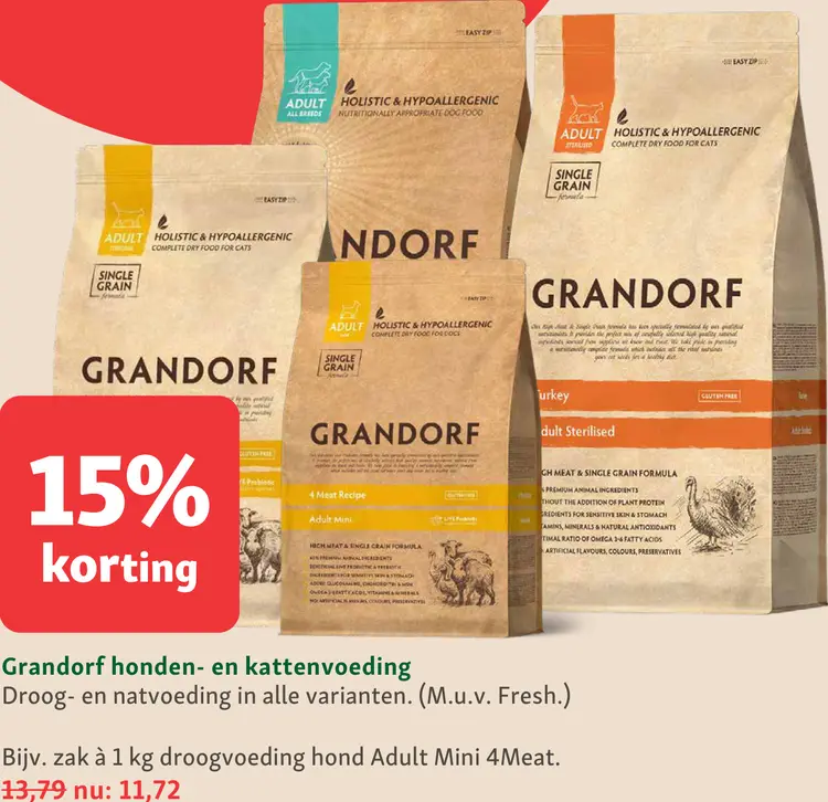Aanbieding: Grandorf Honden- en kattenvoeding