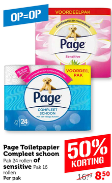 Aanbieding: Page Toiletpapier Compleet schoon of sensitive 