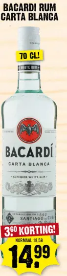 Aanbieding: Bacardi rum carta blanca