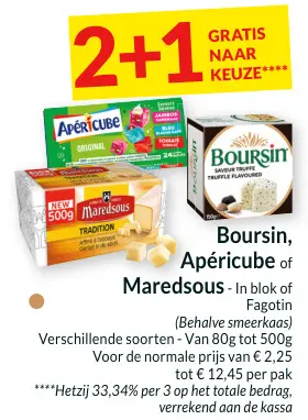 Promotie: Boursin, Apéricube of Maredsous