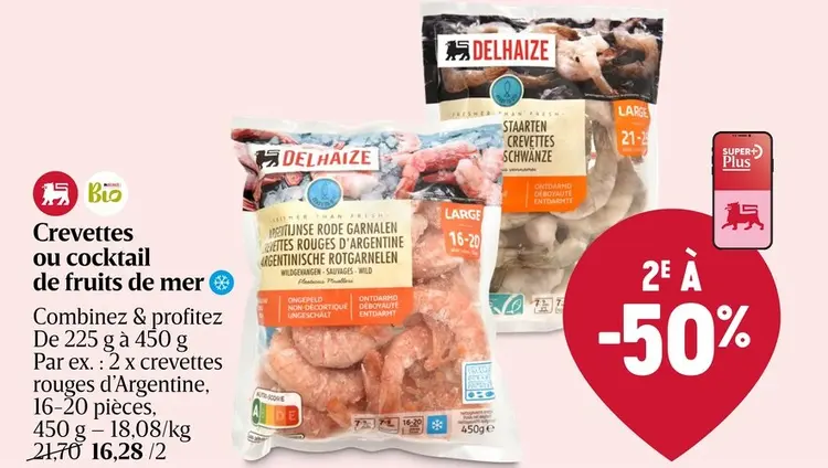 Offre: Crevettes ou cocktail de fruits de mer
