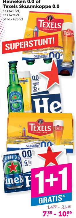 Aanbieding: Heineken 0.0 of Texels Skuumkoppe 0.0