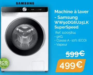 Offre: Machine à laver - Samsung WW90DG6U25LK SuperSpeed