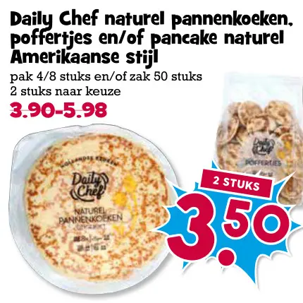 Aanbieding: Daily Chef naturel pannenkoeken, poffertjes en/of pancake naturel Amerikaanse stijl