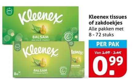 Aanbieding: Kleenex tissues of zakdoekjes