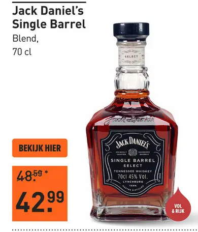 Aanbieding: Jack Daniel's Single Barrel 70CL