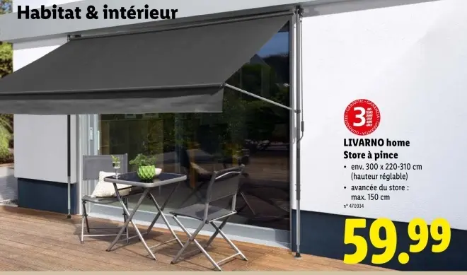Offre: Store à pince