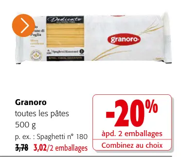 Offre: Toutes les pâtes