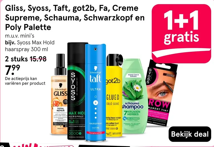 Aanbieding: Gliss, Syoss, Taft, got2b, Fa, Creme Supreme en meer