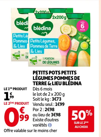 Promotie: Petits pots petits légumes pommes de terre & lieu