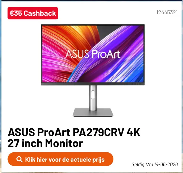 Promotie: ProArt PA279CRV 4K 27 inch Monitor