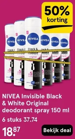 Aanbieding: Invisible Black & White Original deodorant spray