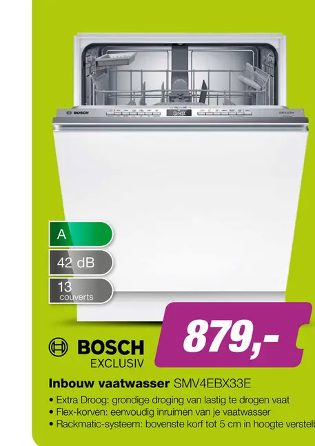 Aanbieding: BOSCH SMV4EBX33E Serie 4 EXCLUSIV Inbouw Vaatwasser