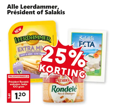 Aanbieding: Leerdammer, Président or Salakis