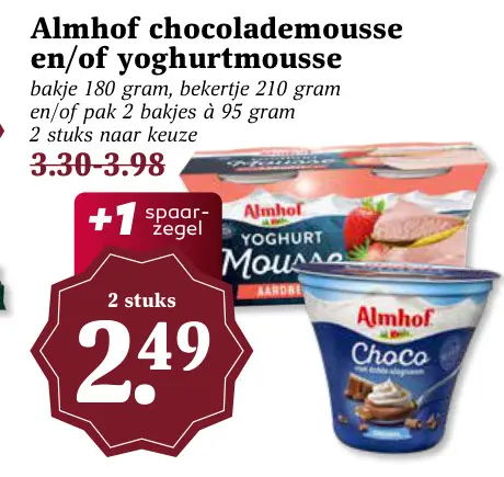 Aanbieding: Chocolademousse en/of yoghurtmousse