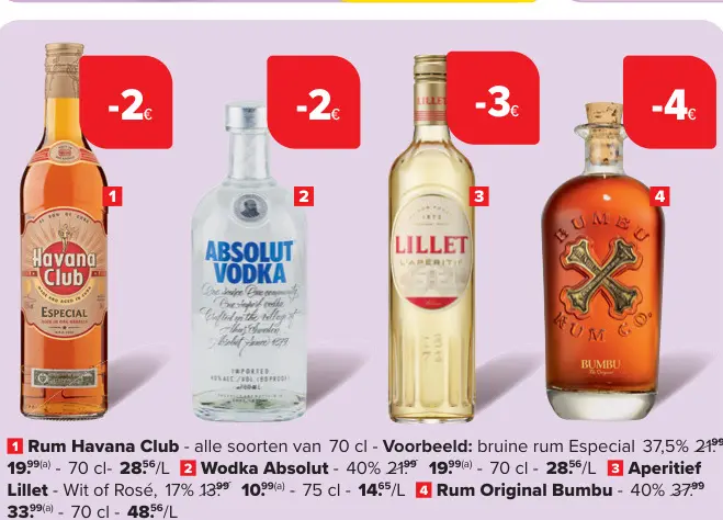 Promotie: Diverse sterke dranken, zoals: Rum Havana Club