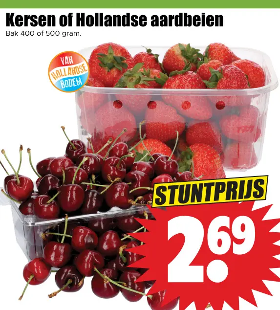 Aanbieding: Kersen of Hollandse aardbeien