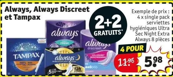 Offre: Always, Always Discreet et Tampax