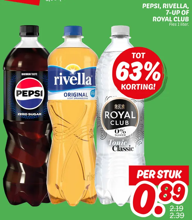 Aanbieding: Pepsi, Rivella, 7-Up of Royal Club
