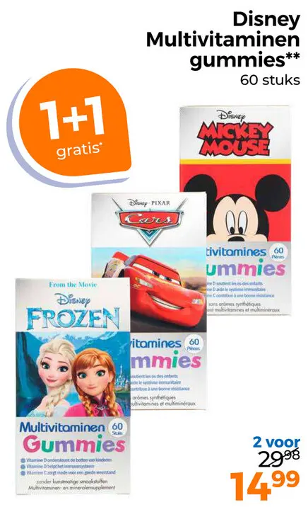 Aanbieding: Disney Multivitaminen gummies