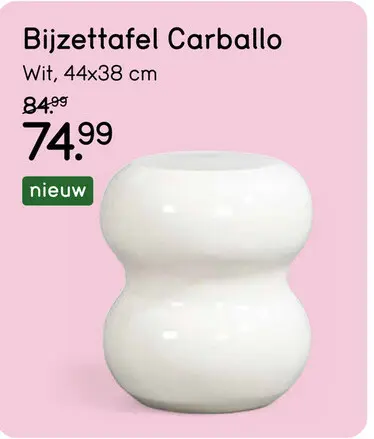 Aanbieding: Bijzettafel Carballo - wit - 44xØ38 cm