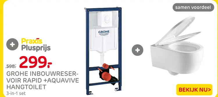 Aanbieding: Grohe inbouwreservoir rapid +AQUAVIVE hangtoilet