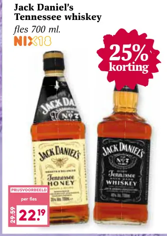 Aanbieding: Jack Daniel's Tennessee whiskey