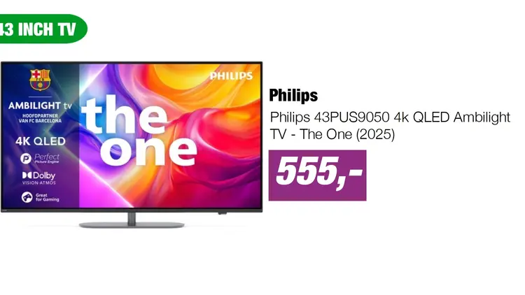Aanbieding: Philips 43PUS9050 4k QLED Ambilight TV - The One (2025)
