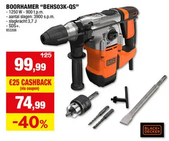 Aanbieding: Black+Decker BEHS03K-QS boorhamer 1250W