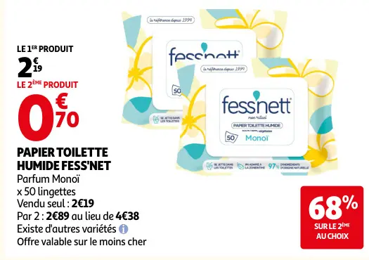 Offre: Papier toilette humide fess'net