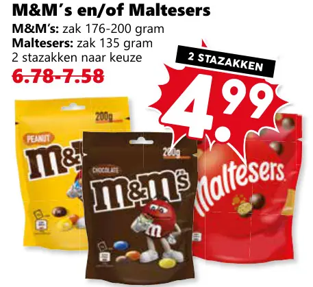 Aanbieding: M&M's en/of Maltesers